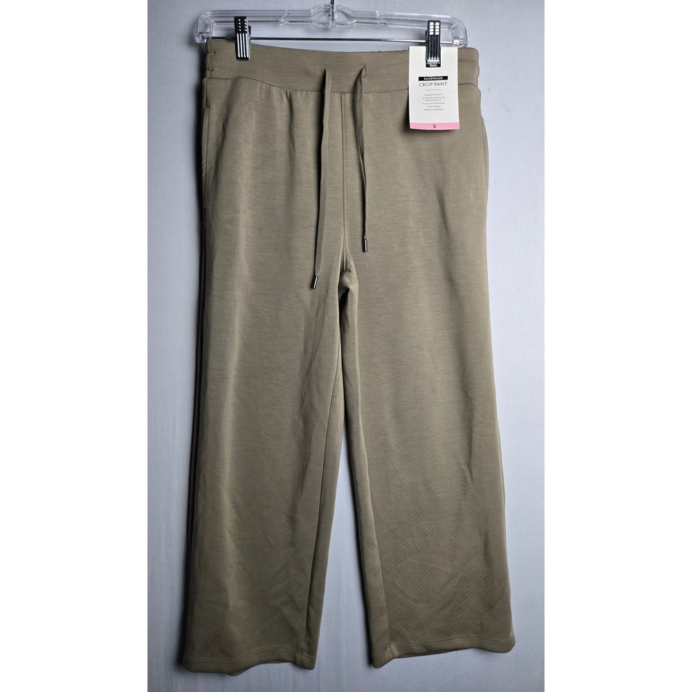 Members Mark Sandwash Crop Pant Khaki Relaxed Fit Wide Leg Small NWT